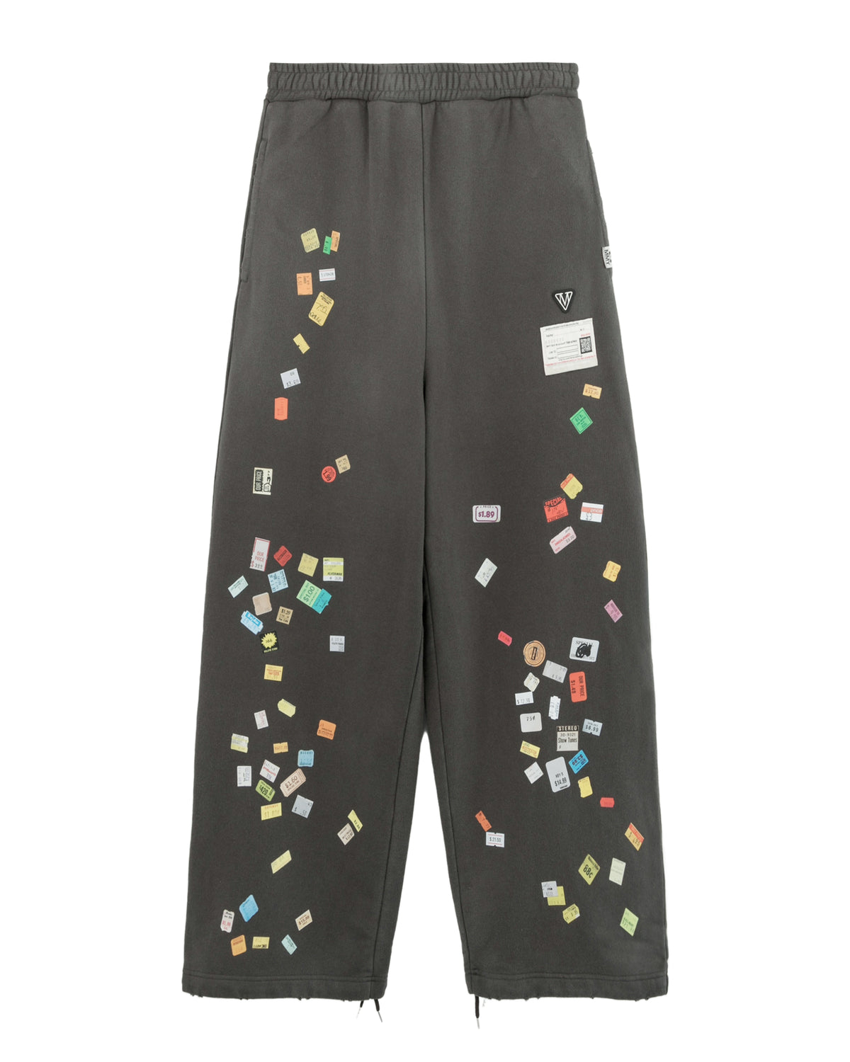 Price tag sticker printed pants