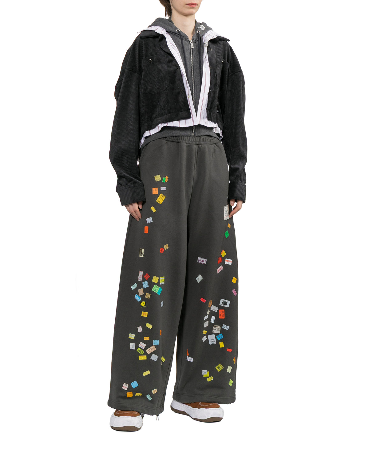 Price tag sticker printed pants
