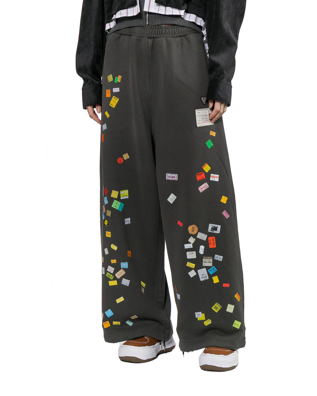 Price tag sticker printed pants