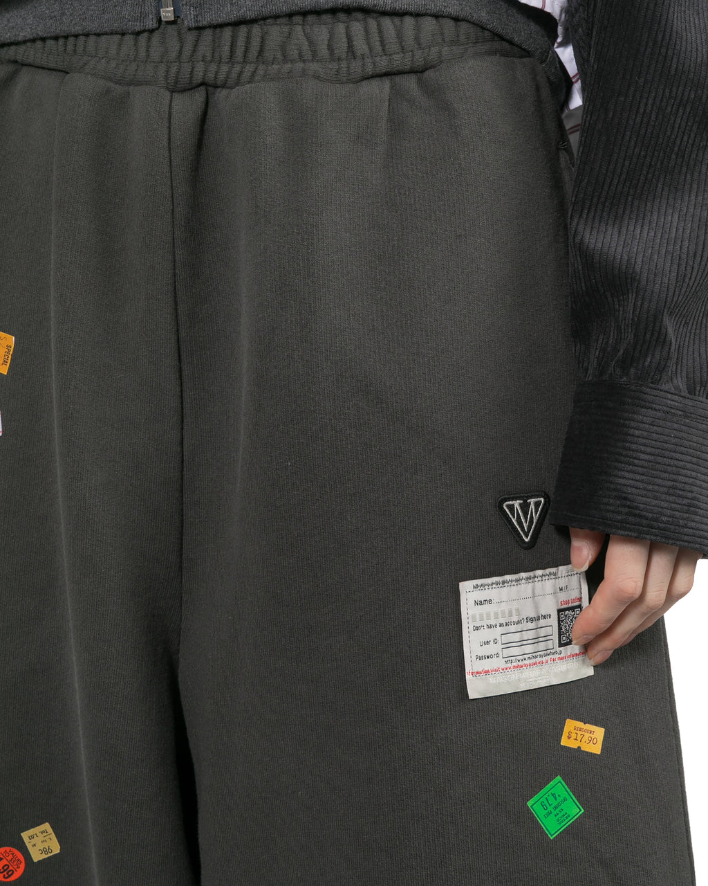 Price tag sticker printed pants