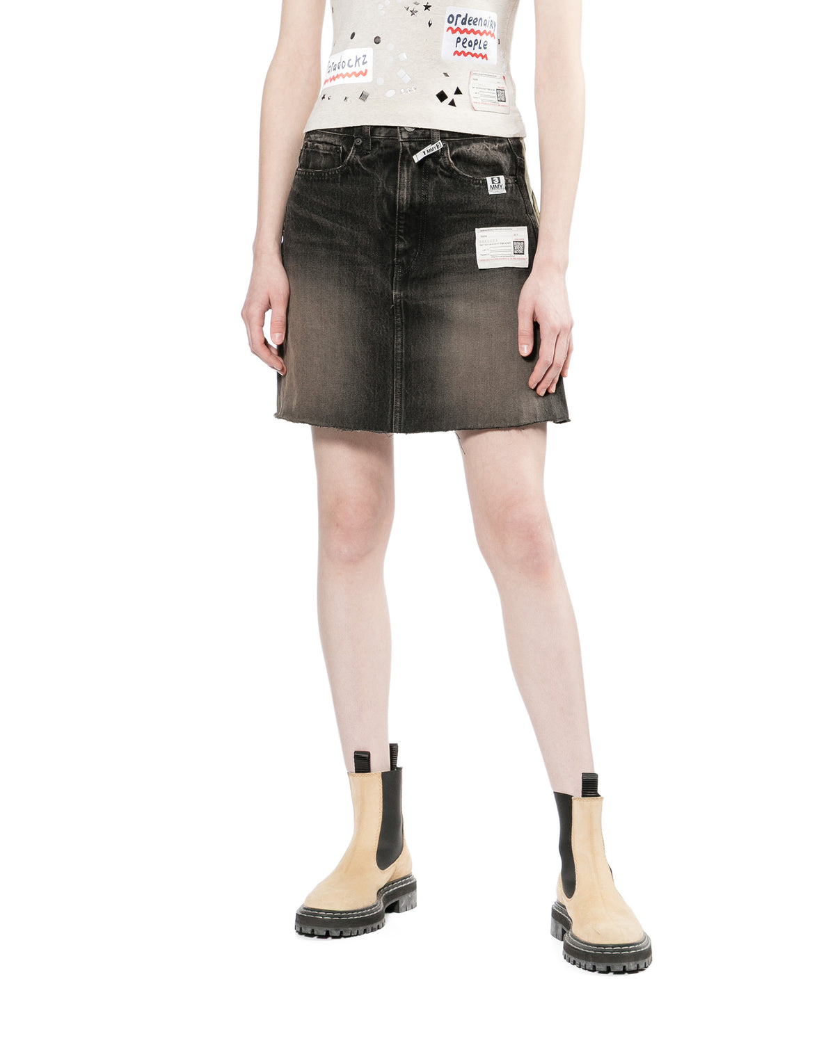 Front back combined denim skirt