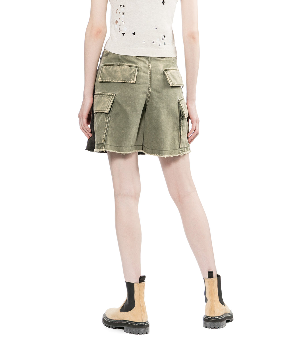 Front back combined denim skirt