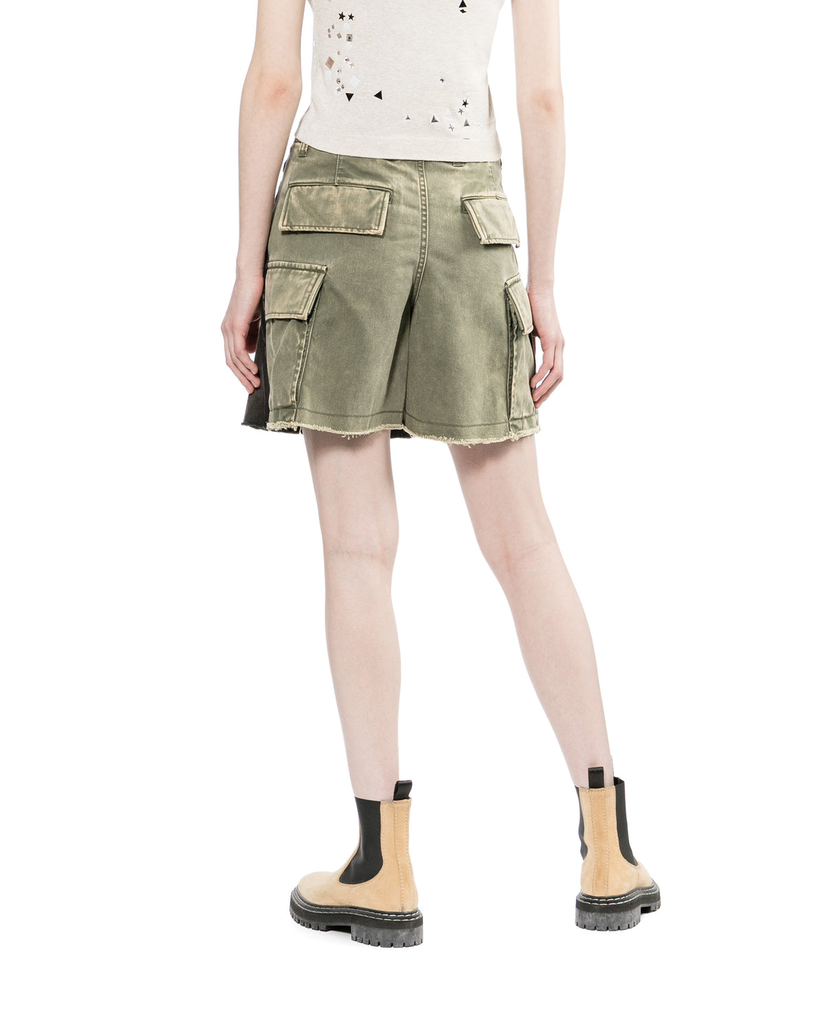 Front back combined denim skirt