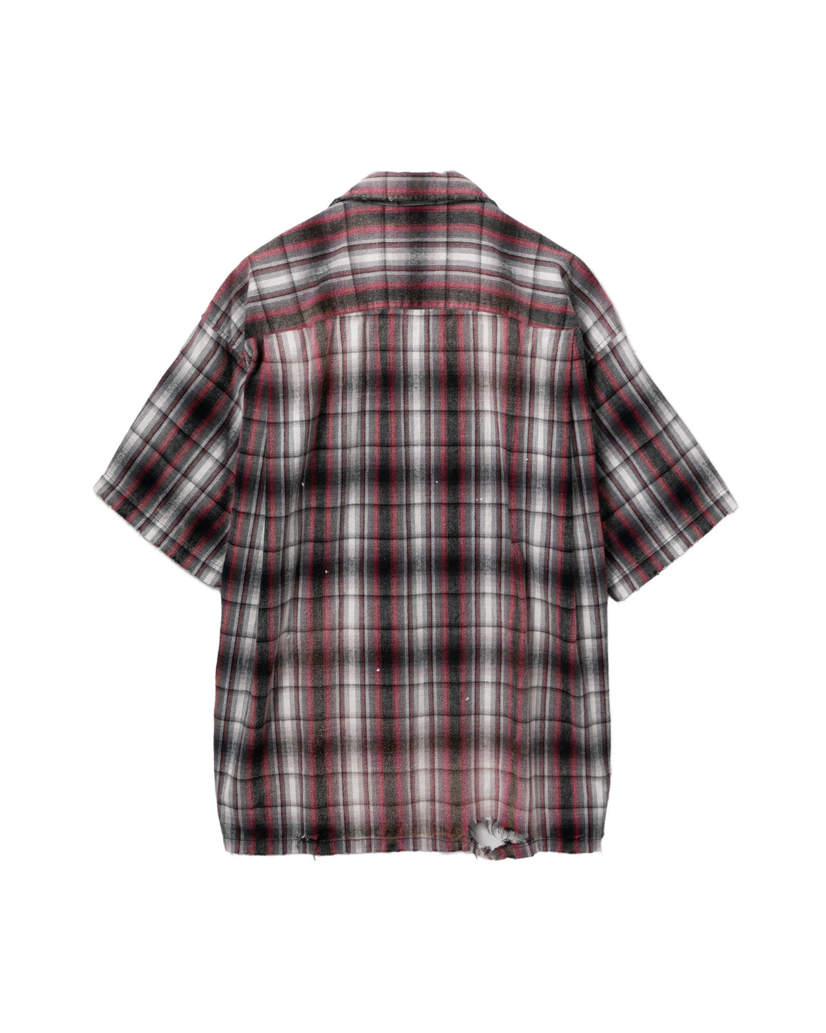 Embellished sticker short sleeve check shirt