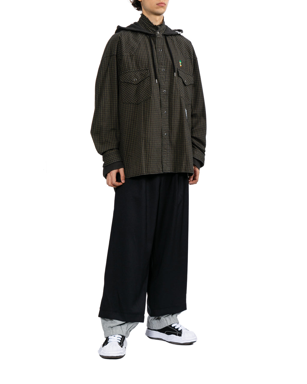 Hoodie combine checkered shirt