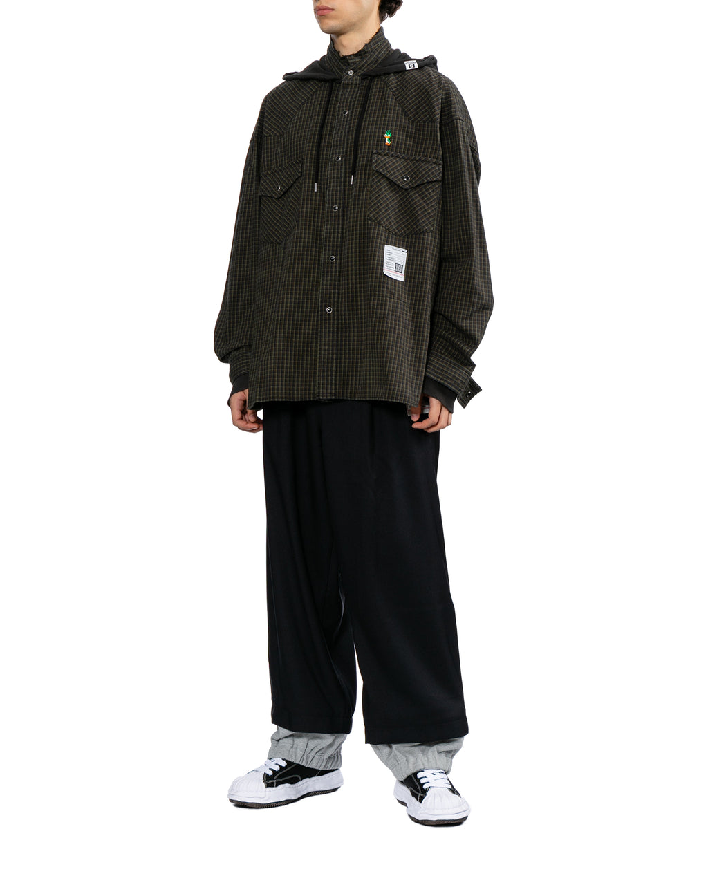 Hoodie combine checkered shirt