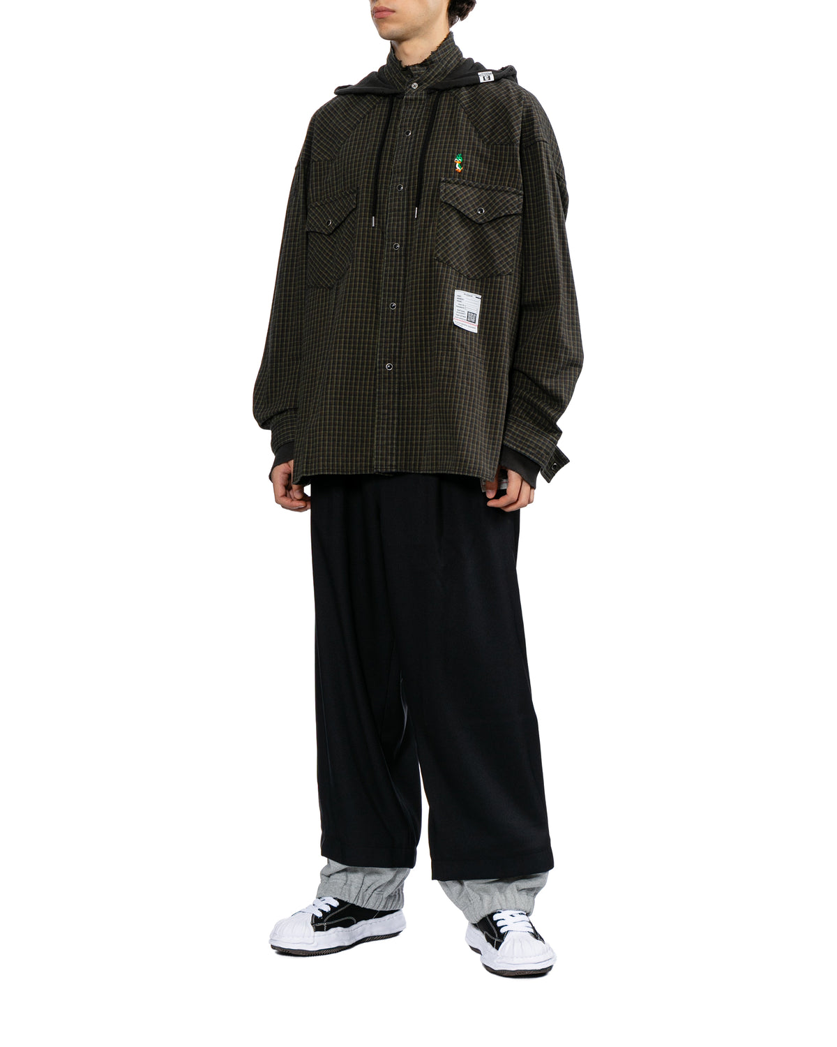 Hoodie combine checkered shirt