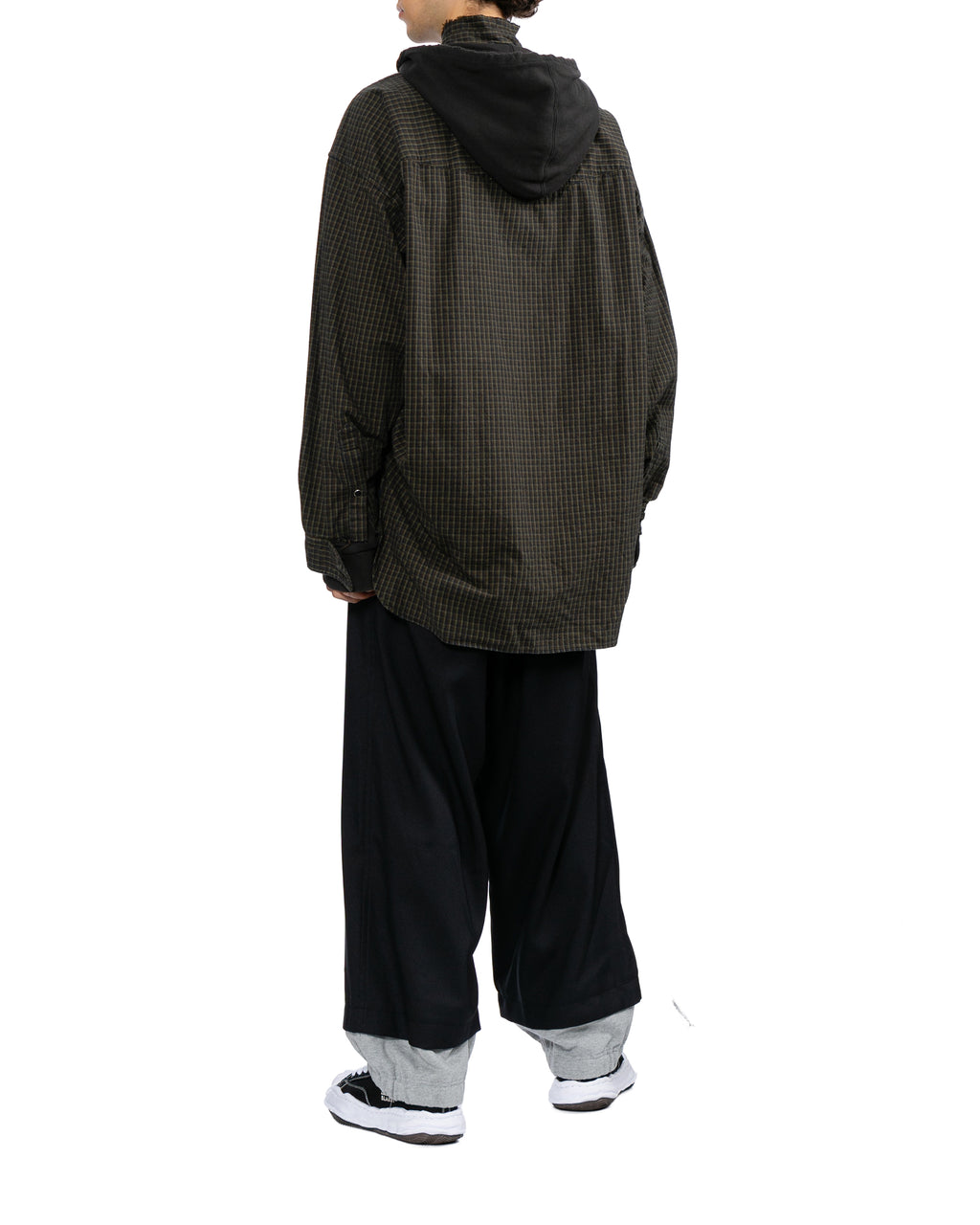 Hoodie combine checkered shirt