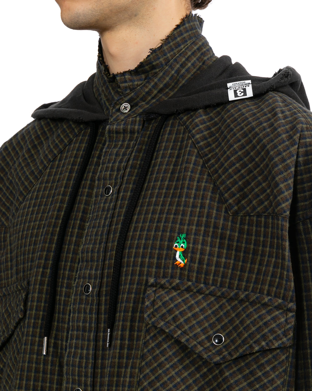 Hoodie combine checkered shirt