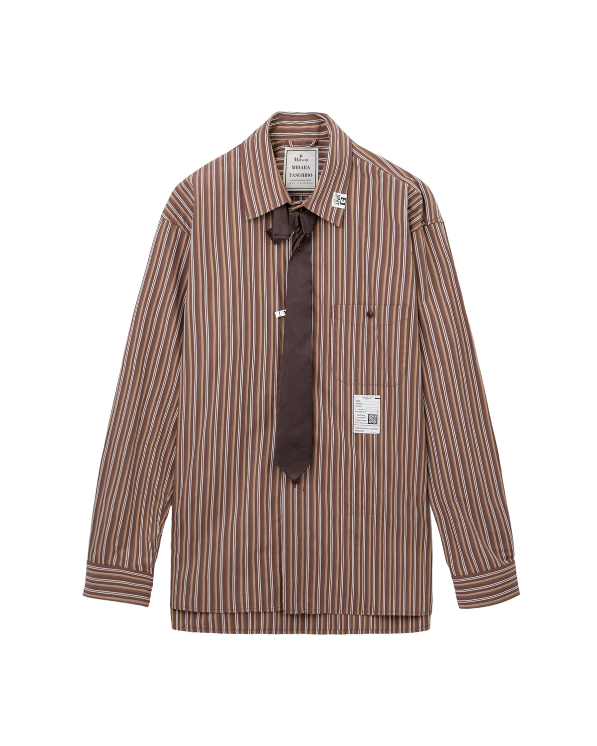 Attached tie long sleeve shirt
