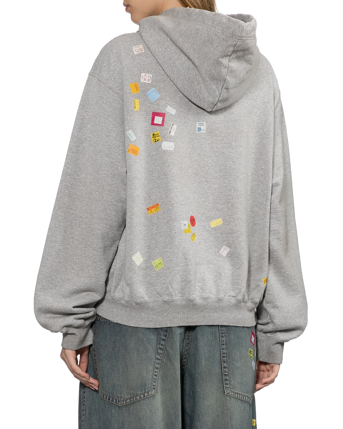 Price tag sticker printed hoodie