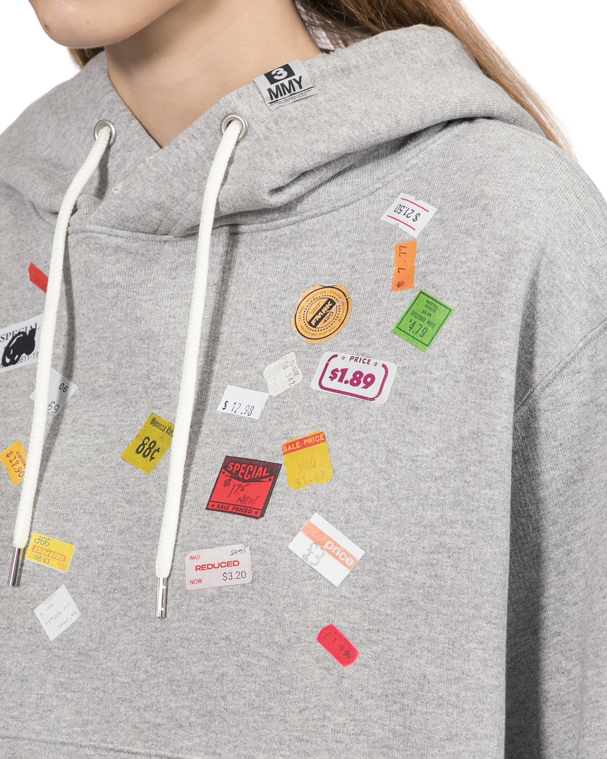 Price tag sticker printed hoodie