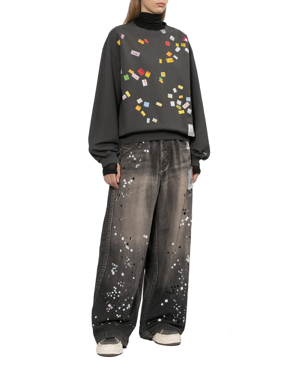 Price tag sticker printed sweatshirt