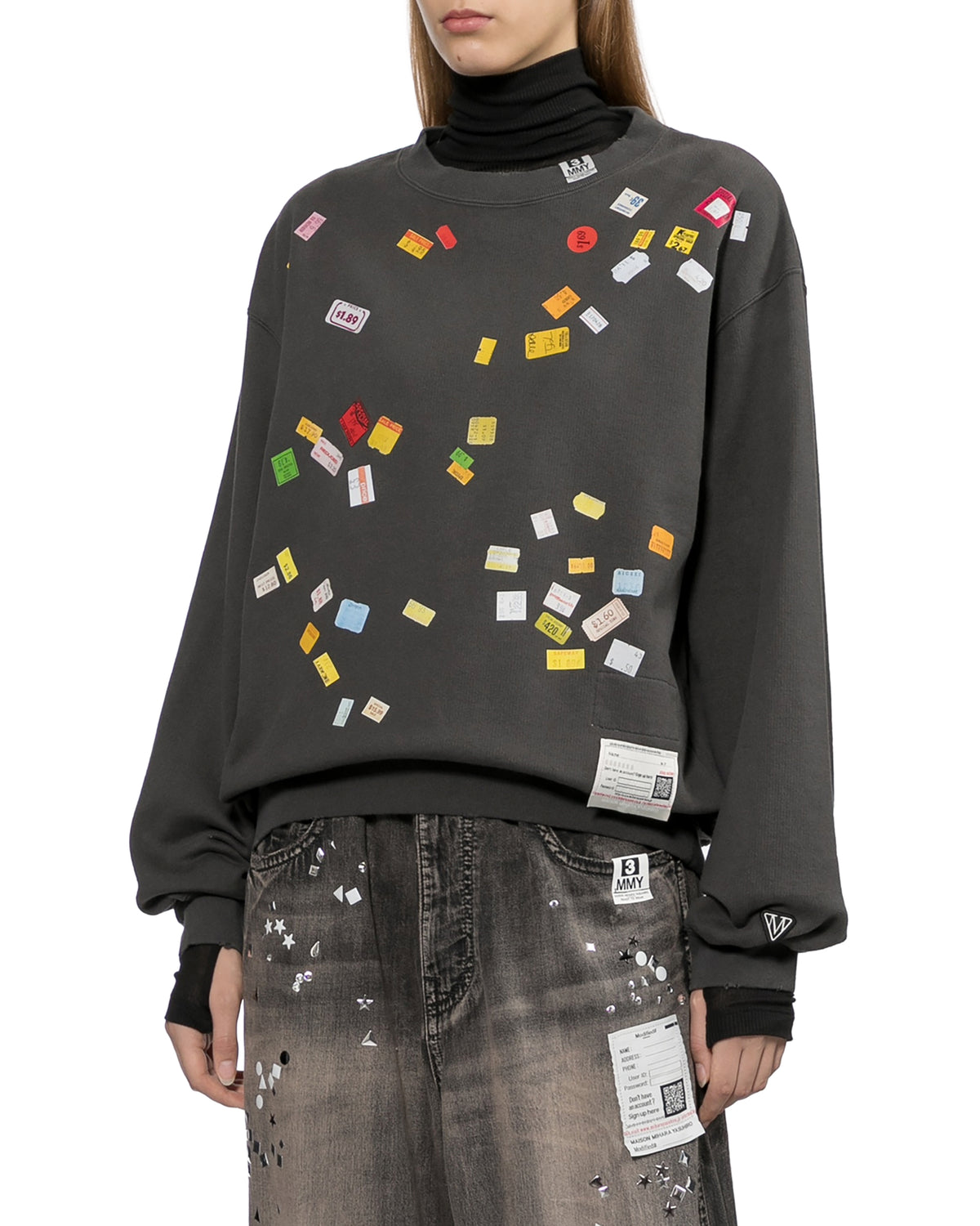 Price tag sticker printed sweatshirt