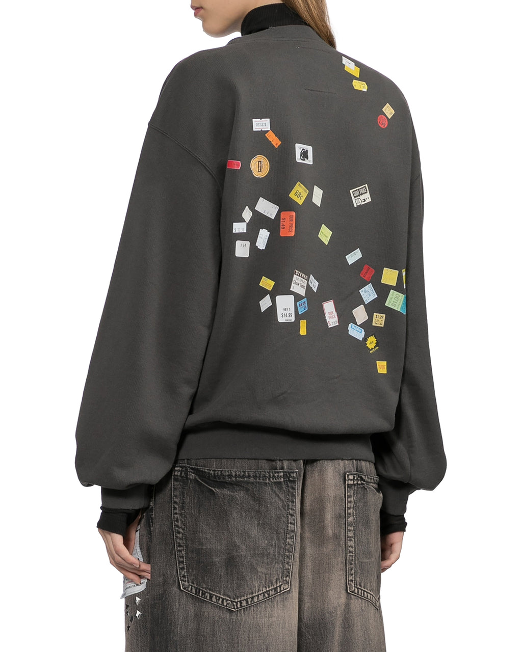 Price tag sticker printed sweatshirt
