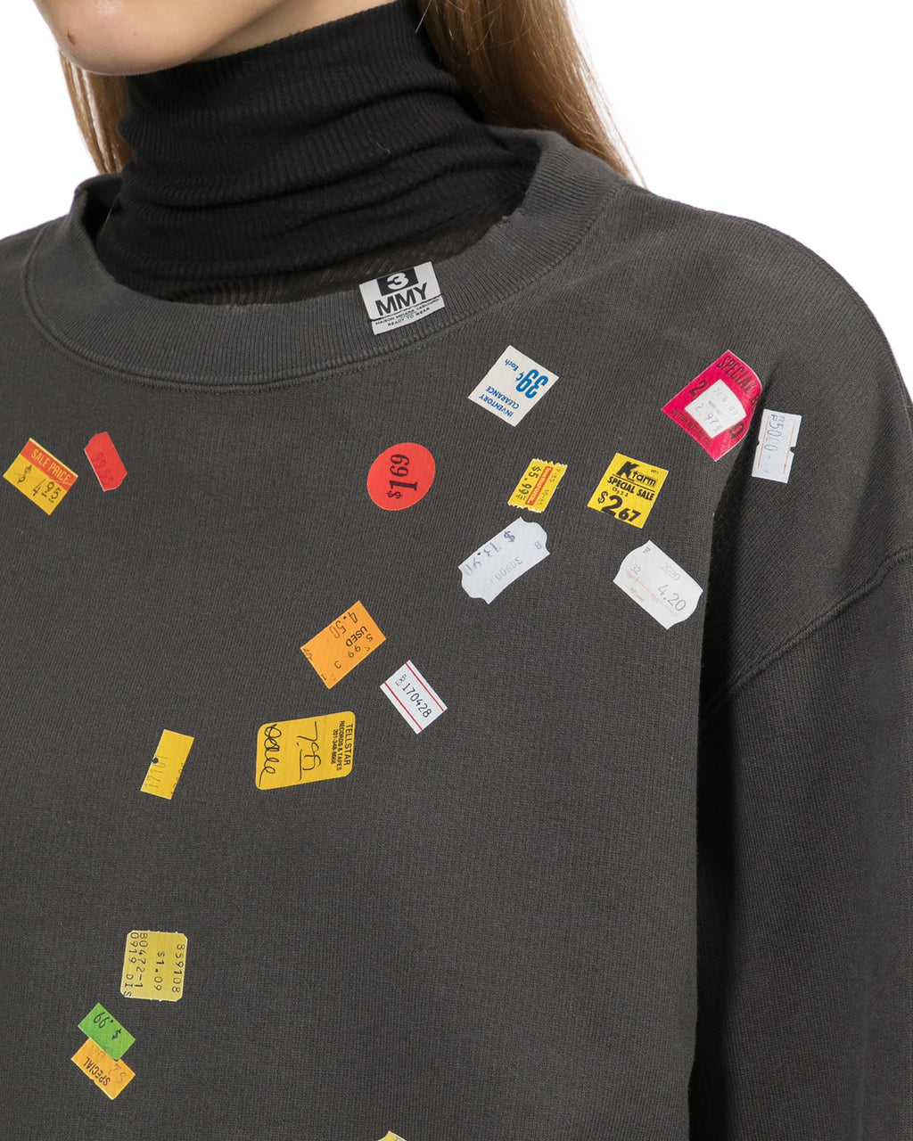 Price tag sticker printed sweatshirt