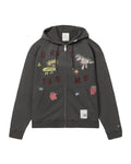 Graphic zip through hoodie
