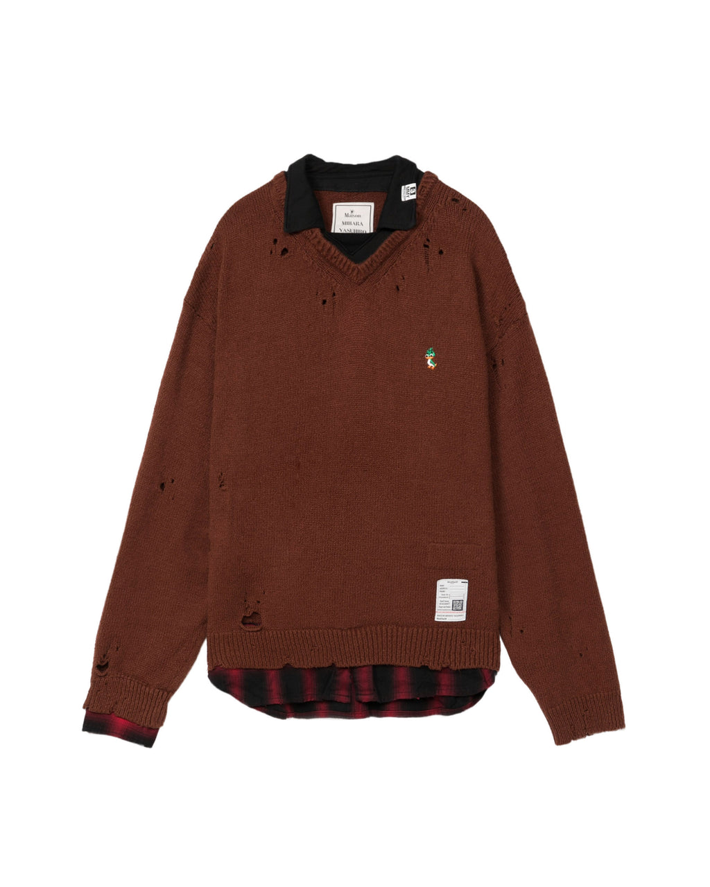 Triple layered collared knit sweater