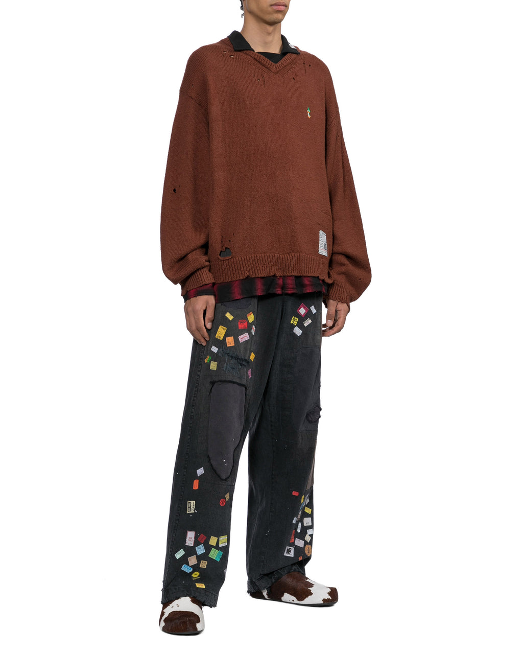 Triple layered collared knit sweater