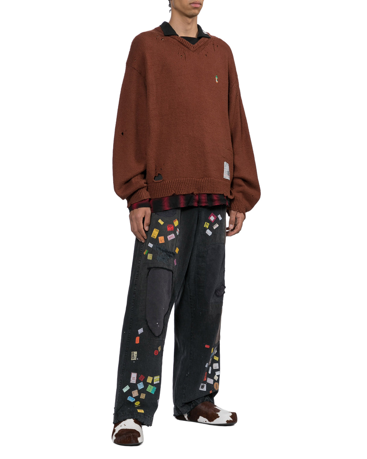 Triple layered collared knit sweater
