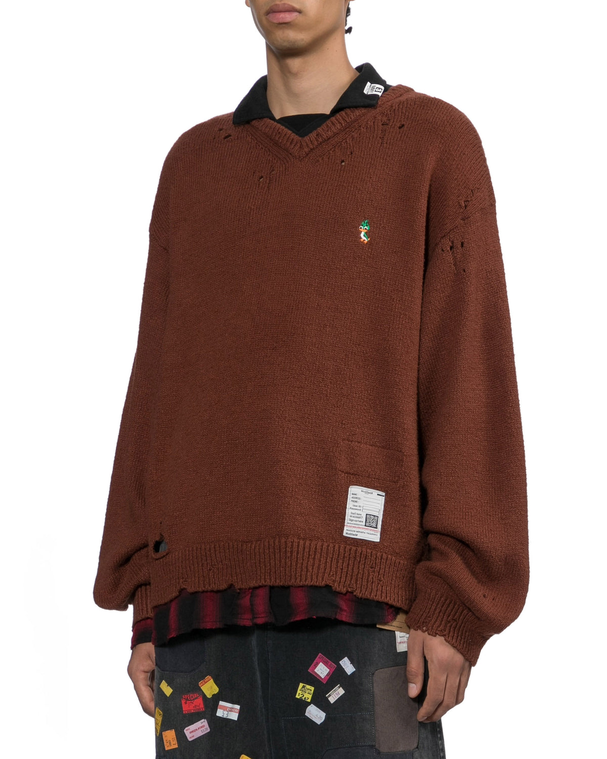 Triple layered collared knit sweater