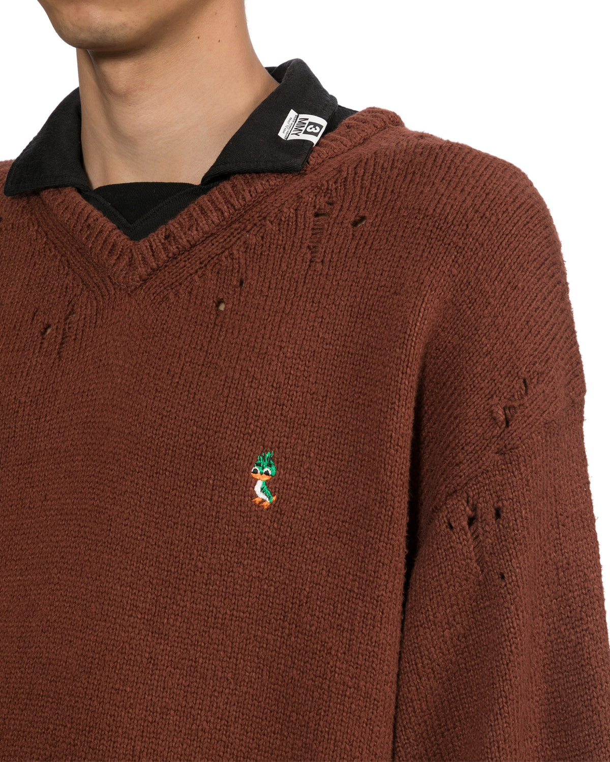 Triple layered collared knit sweater