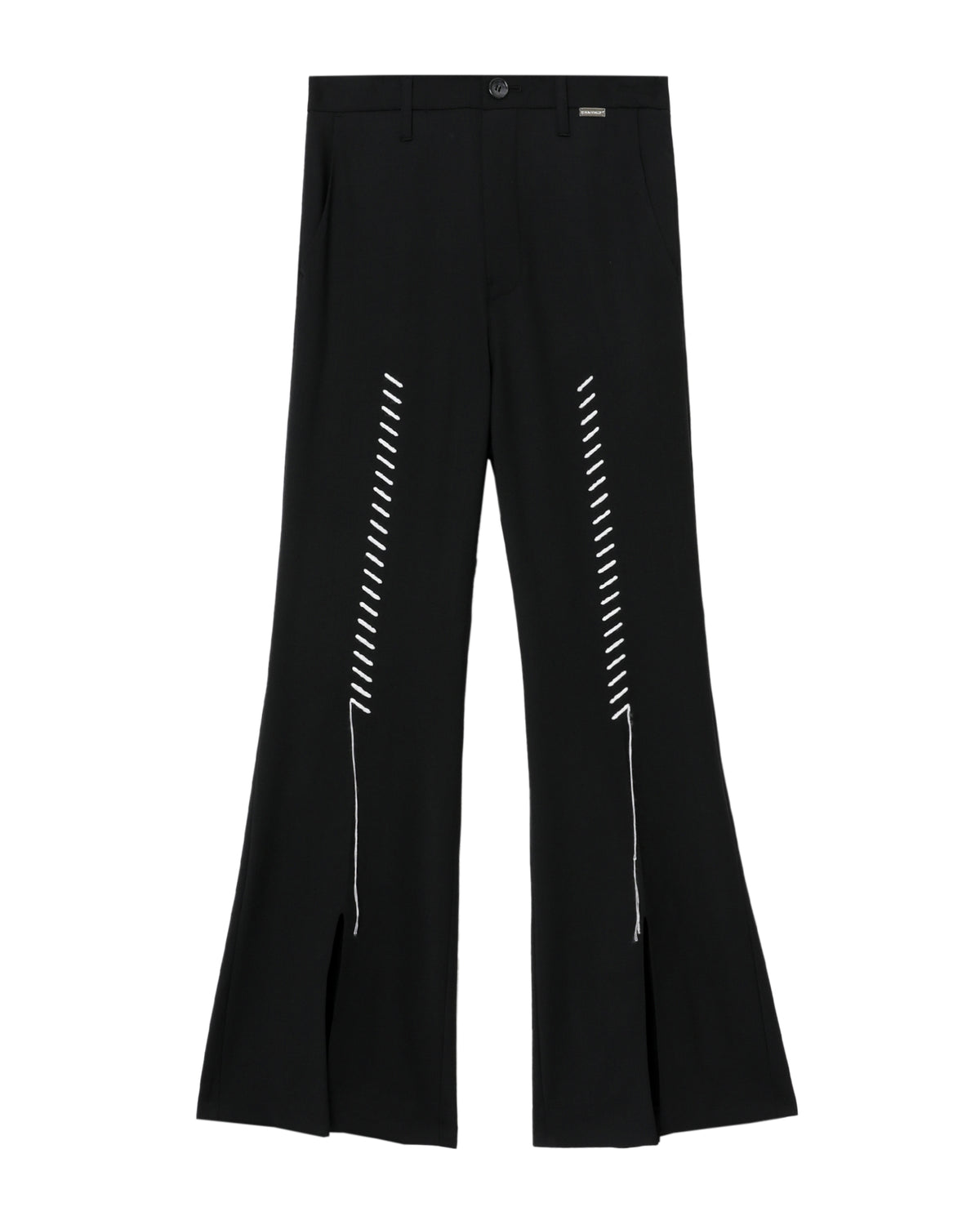 Embroidery slit flare pants