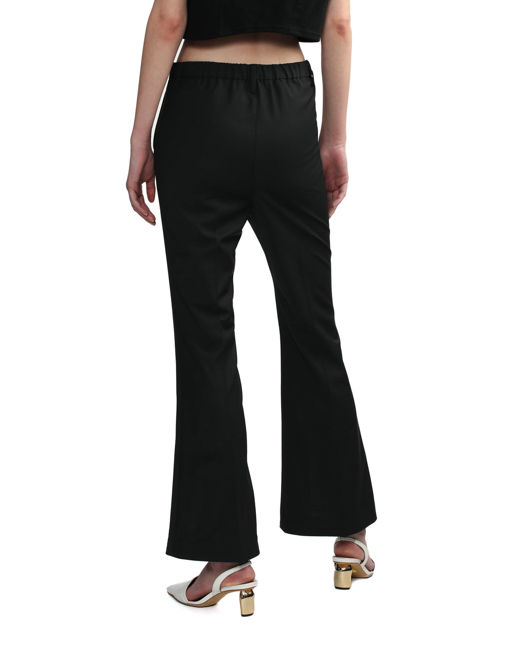 Embroidery slit flare pants
