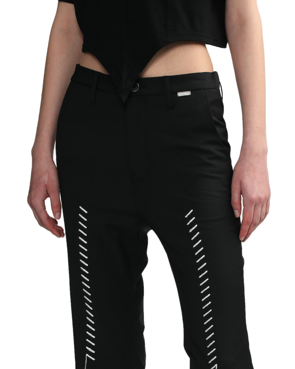 Embroidery slit flare pants