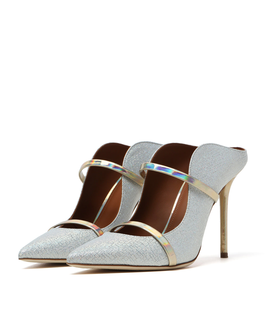 Metallic leather heels