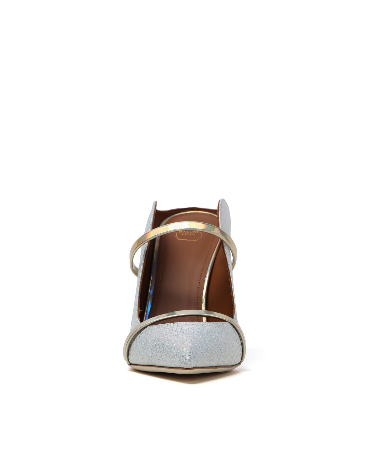 Metallic leather heels