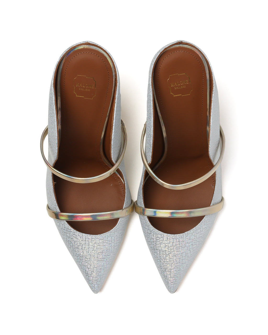 Metallic leather heels