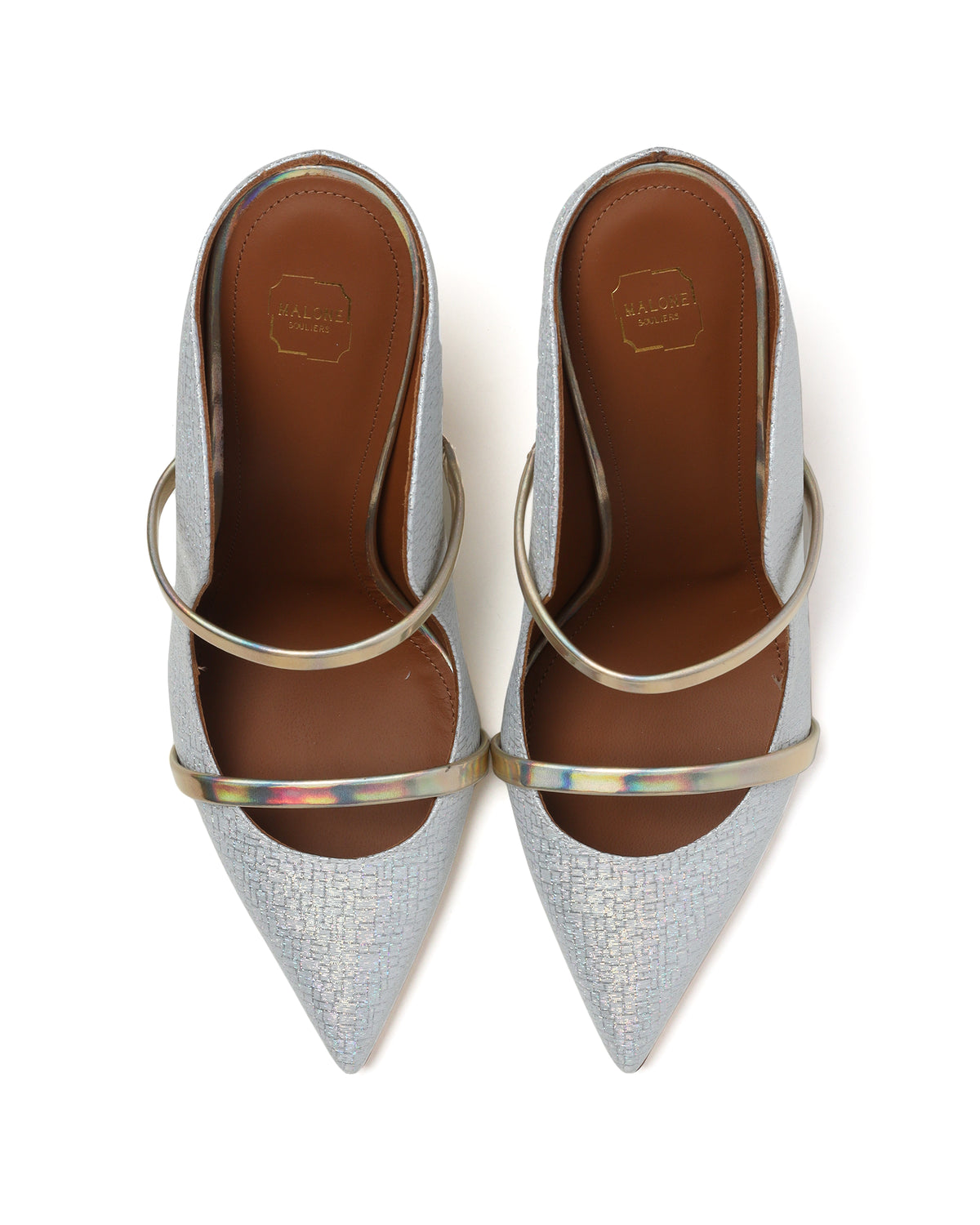 Metallic leather heels