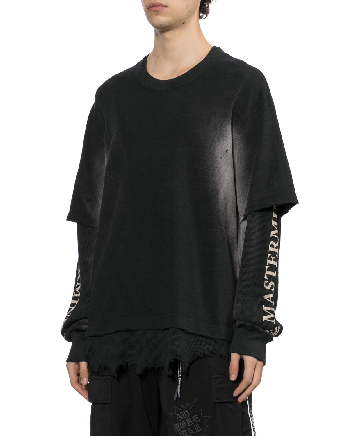 Distressed double-layer tee