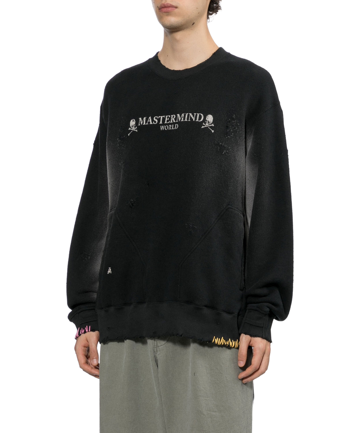 Distressed crew neck sweatshirt