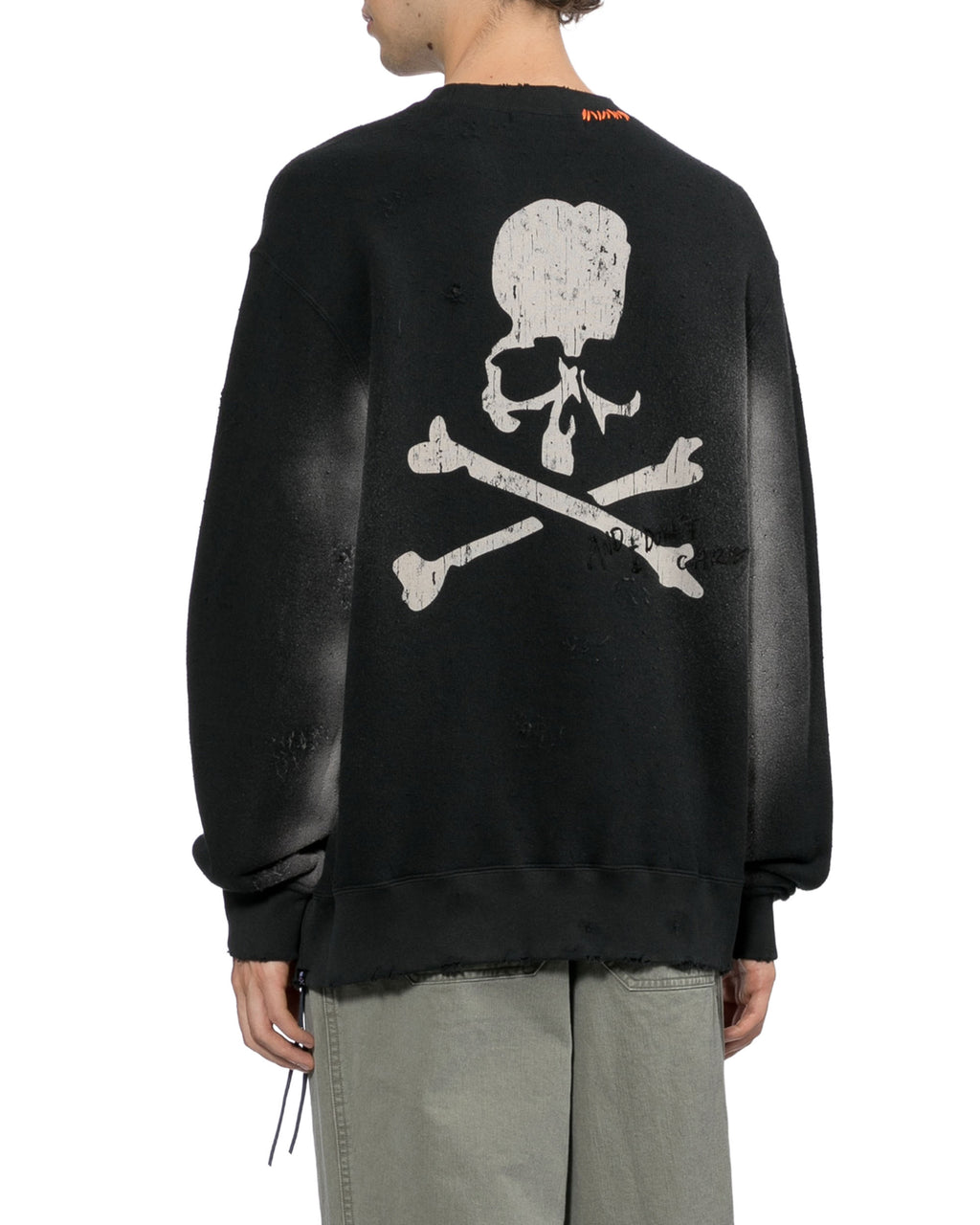 Distressed crew neck sweatshirt