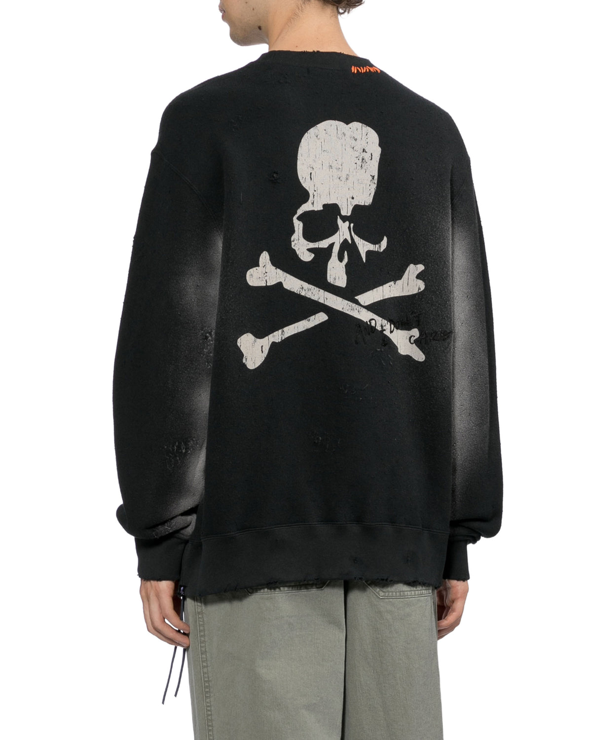 Distressed crew neck sweatshirt