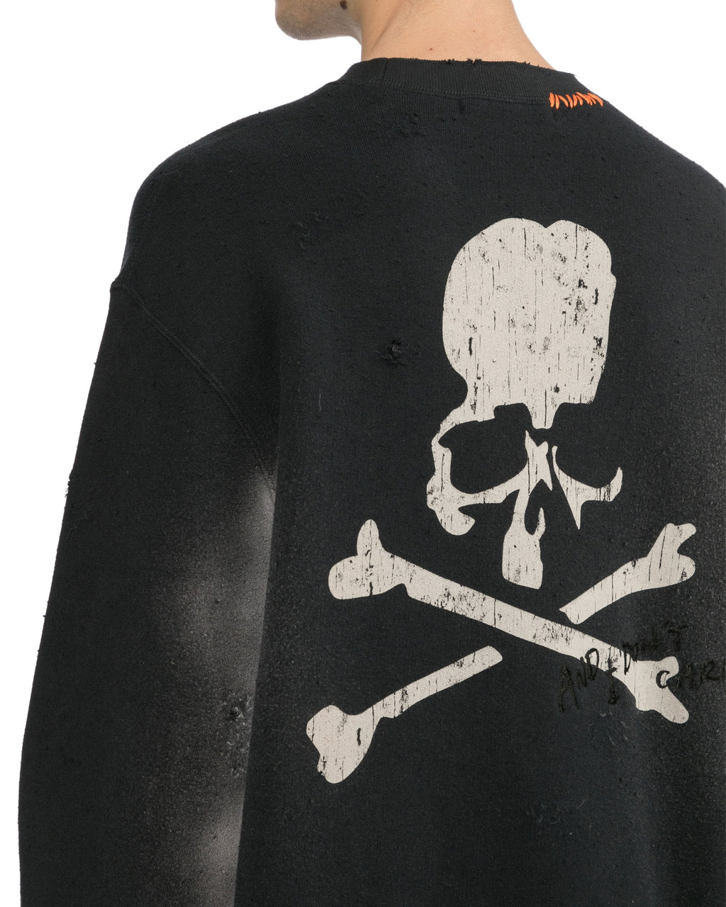 Distressed crew neck sweatshirt