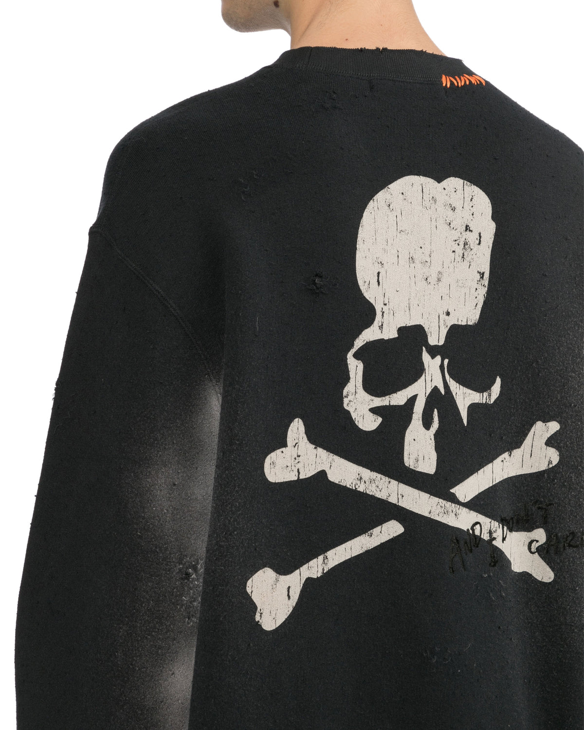Distressed crew neck sweatshirt