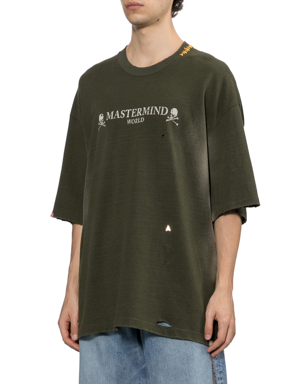 Distressed crew neck tee