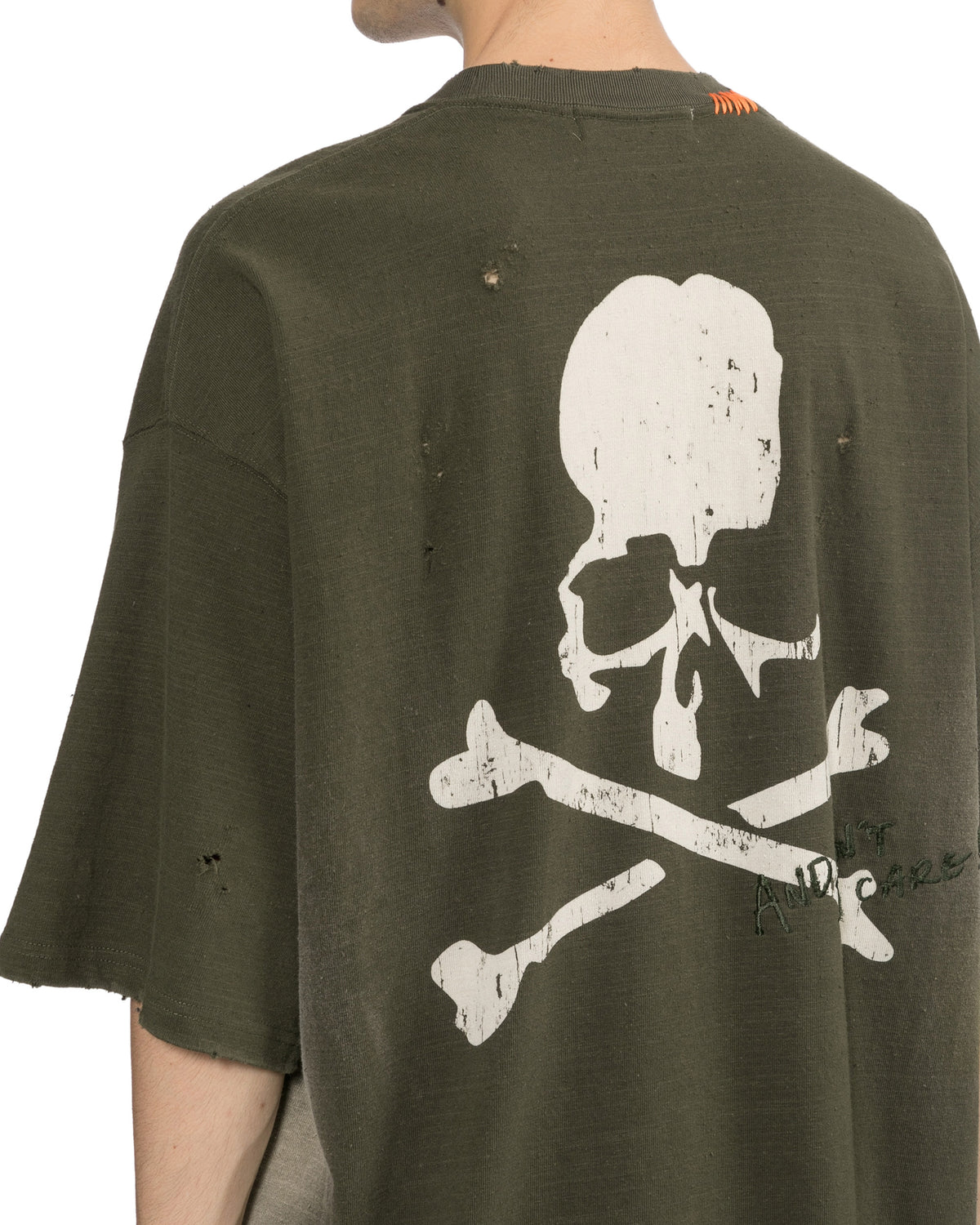 Distressed crew neck tee