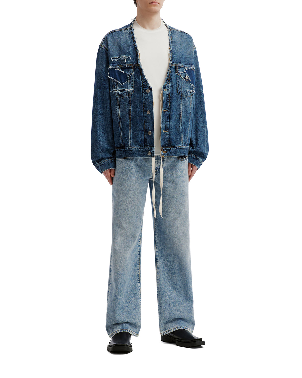 Tie-front denim jacket