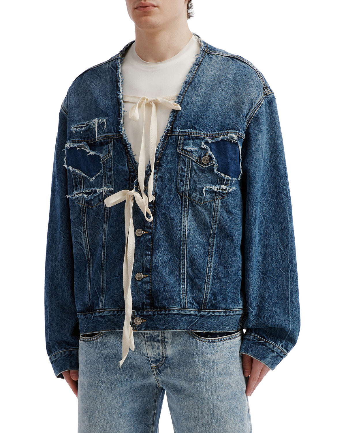 Tie-front denim jacket