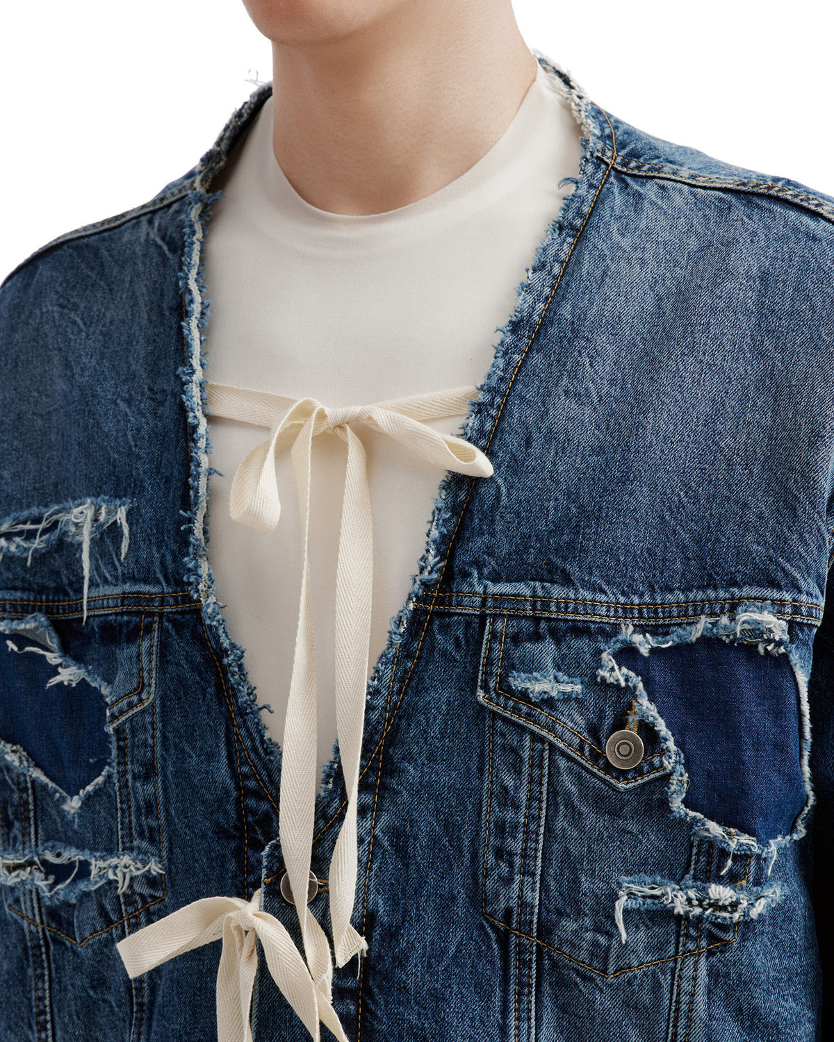 Tie-front denim jacket