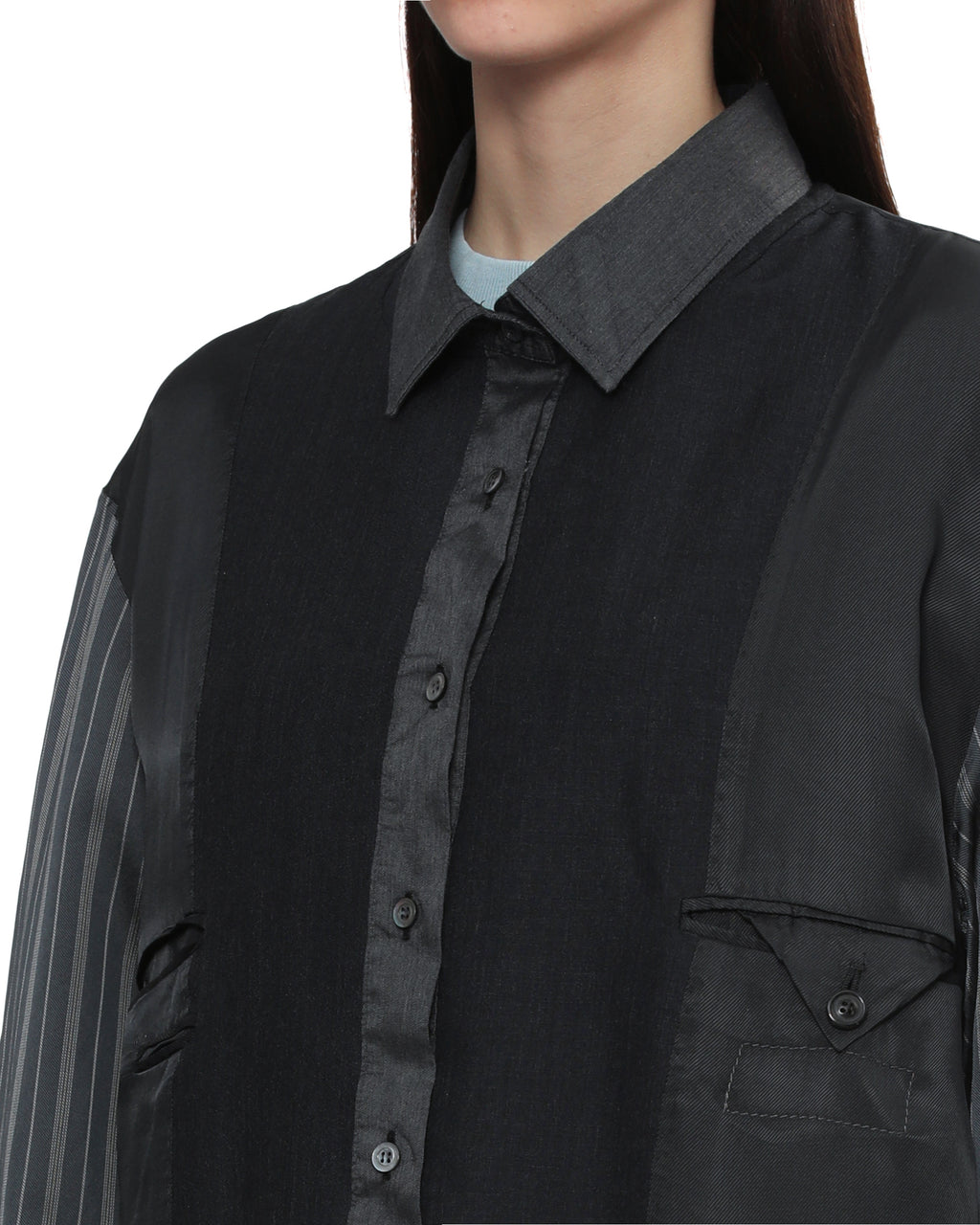 Patchwork shirt jacket