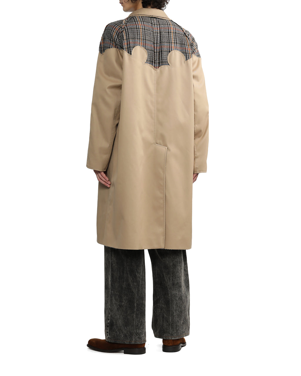 Reversible patchwork trench coat