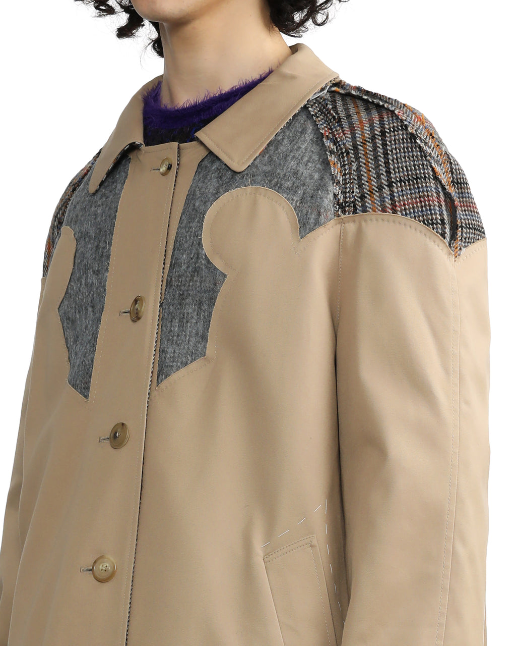 Reversible patchwork trench coat