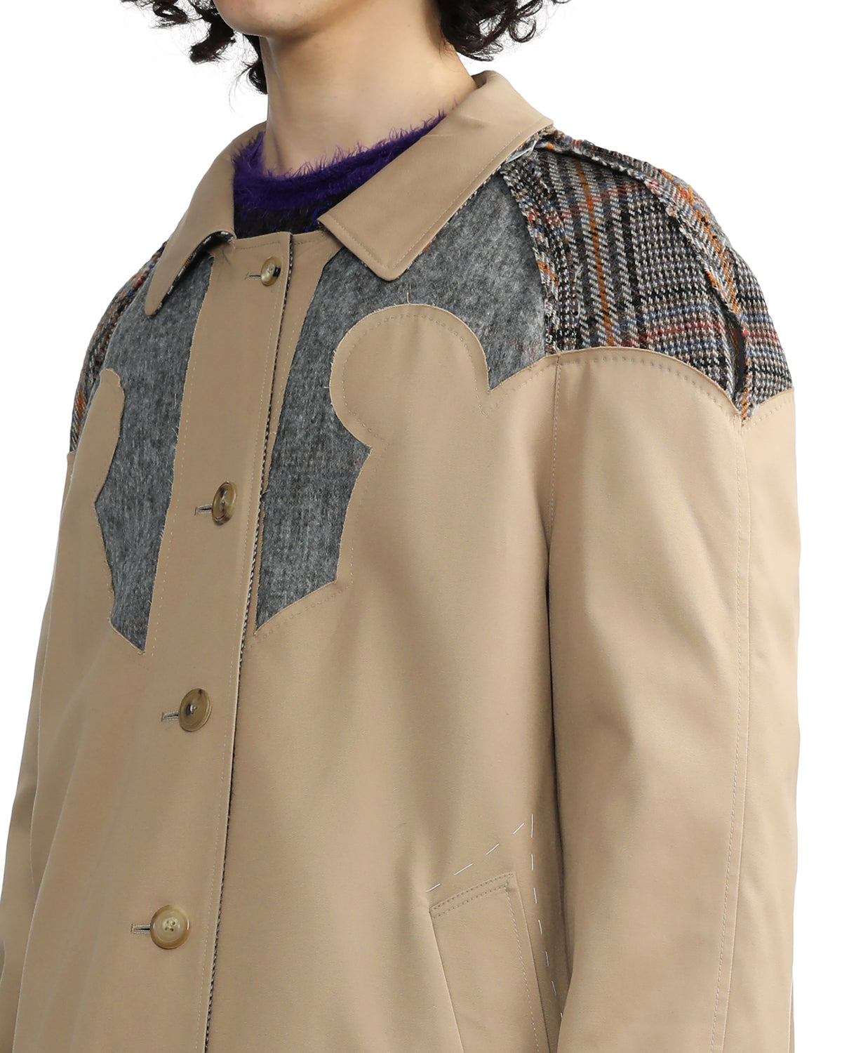 Reversible patchwork trench coat