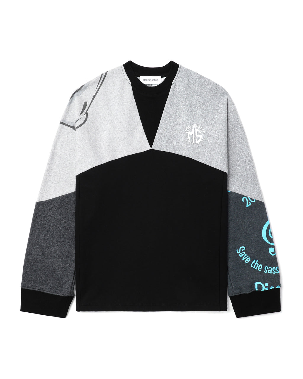 Upcycled graphic crew neck sweatshirt