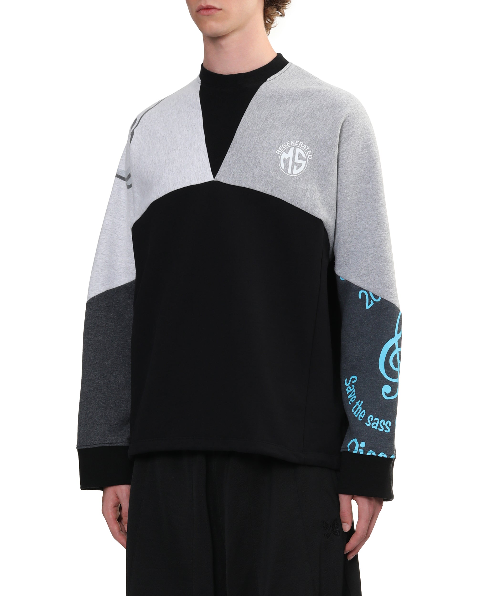 Upcycled graphic crew neck sweatshirt